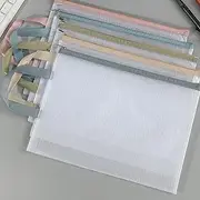 10PCS Mesh Zipper Pouches Bags, A4 Plastic Wallets Folders with Holder, File Document Folders Bags for School Office Travel Supplies, File Jackets & File Pockets, 5 Colors