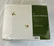 Flannel 3pc Twin Size Bedding Sheet Set Cotton Target Christmas Holly & Berries