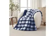 Dreamaker Gingham Plush Heated Throw Midnight Blue - 130x160cm
