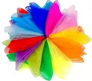 Lolakee Juggling Scarves, 12 PCS Dance Scarves for Kids Play Silk Scarve for Toddlers Children Movement Music Scarf Magic Tricks Performance Props Accessories Rhythm Band Scarfs 12colors 24 inches