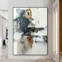 在飛比找樂天市場購物網優惠-Tirart純手繪油畫《蒼穹》黑白抽象畫客廳背景墻裝飾畫玄關