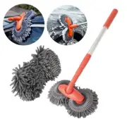 Car Wash Brush Double Brush Head Stretching Handle Foam Washing Broom