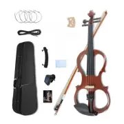 Electric Violin 4/4 4 String silent violin Solid Wood Ebony Fittings with Case