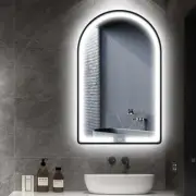 Rita LED 19.6 in. x 31.5 in. Black Metal Framed LED Arch Bathroom Vanity Mirror