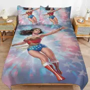 v2201 Bed Sheets Bedding Wonder Woman Bedding Sets Ultra Soft Skin-Friendly Duvet Cover 3 Piece, Cute Comforter Cover Bed Set for Boys Girls Kids ( 1