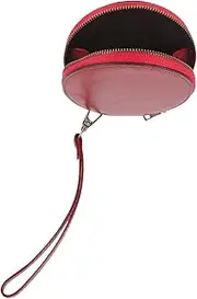 [WOFASHPURET] Small Handbag Mini Leather Wallet Vintage Coin Pouch Round Wallet Lanyard Dark Red