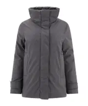 High collar long sleeve down jacket L,M Black