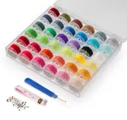 36 Colors Bobbins and Sewing Thread with Bobbin Case, SizeA Class15 Prewound