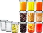 12 Pcs Wide Mouth Mason Jars, Glass Canning Jars with Airtight Lids and Bands, G