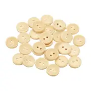 30pcs Wooden Sewing Button 15mm 2 Holes Round Craft Buttons, Natural Wood