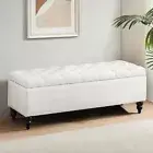 Storage Ottoman Bench 50.2 Inches, Upholstered End of Bed Ottoman Bench Ivory