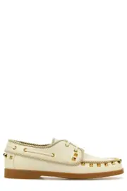 Valentino Garavani Rockstud Lace-Up Flat Shoes 36,37.5,37,38.5,38,39,40,41 ivory white