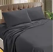 Rayyan Linen Thermal Flannelette Flat Sheet 100% Cotton Brushed Luxury Soft Flat Bed Sheet Or Pillowcases (Charcoal Grey, King)