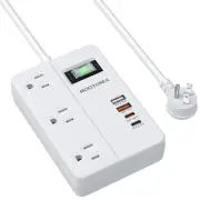PD 30W USB C Surge Protector Power Strip Fast Charging Station 2 USB A & 2 US...