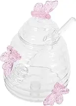 ELAYARD Butterfly Glass Honey Pot Lid Dipper Small Honey Container for Kitchen Decor