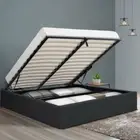 Queen Size Gas Lift Base Bed Frame Storage Mattress Platform Wooden Arched Slats