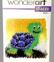 'LIL SHAGGY TURTLE Latch Hook Rug Pillow Top Picture SEALED KIT 12x12 NOS