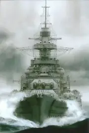 WW II German Photo Art -- German Battleship Gneisenau ,,,