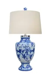 Blue and White Floral Porcelain Vase Table Lamp 25"