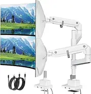 monTEK Dual Monitor Arm for 17-57 inch Ultrawide Heavy Duty Curved Monitor with USB White
