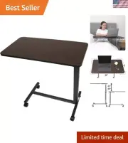 Compact & Adjustable Bedside Tray Table - Walnut Finish with Ergonomic Features