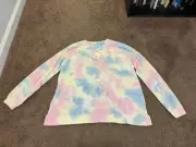 Mud Pie Pastel Tye Die Long Sleeve Shirt Top Oversized Size S Small NEW