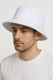 Dents 100% Organic Cotton Bucket Hat Cap Festival Beach Sun Cap in White