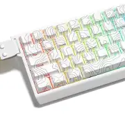 White Topograph Shine Through Key Cap Set PBT Side Print keycapCherry Profile...