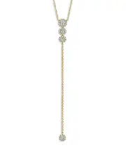 Moon & Meadow 14K Yellow Gold Eden Diamond Halo Lariat Necklace, 18