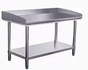 GUAWJRZDP 2-tier Stainless Steel Kitchen Worktop, Food Prep Worktable, 3-Sided Backsplash Heavy Duty Prep Worktable, Metal Work Table with Adjustable Shelf, for Kitchen Restaurant(L60xW40cm/23.6x15.7i