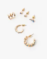 Blue Multi Colour Crystal Earring Pack