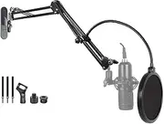 Microphone Wall Mount,Microphone Boom Arm Wall Stand for Logitech Blue Yeti,Razer,HyperX,Shure,Rode Mic Broadcasting, Voice-Over Sound,Streaming and Recording-booth