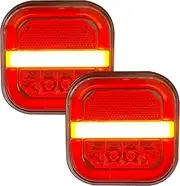 Truck Tail Light, LED Trailer Brake Lights, PC License Plate Taillight, Square LED Taillights for Truck, Van, Bus, and Trailer Accessories,10.9x10.7cm