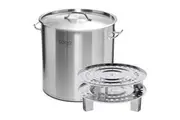 SOGA 50L Stainless Steel Stock Pot with Two Steamer Rack Insert Stockpot Tray