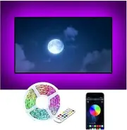 Black 9.8ft LED Backlight Strip Light With APP Remote Control RGB Color Changing