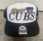 Chicago Cubs Hat '47 Trucker Adjustable Snapback Foam White Black Creedence OSFM