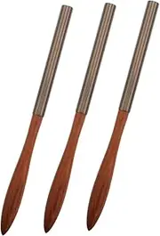 VICASKY Ergonomic Wooden Handle Nail Art Pen Set 3pcs Flat Head Brush for Accurate Manicure