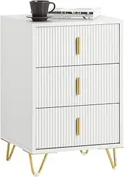 [SoBuy] White Living Room Furniture Side End Sofa Table with 3 Drawers FBT115-L-W