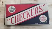 Checkers vintage board game pieces wood in original box japan