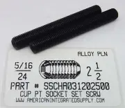 5/16-24x2-1/2 Hex Socket Set Screws Cup Point Alloy Steel (2)