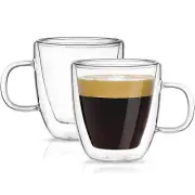 Double Wall Espresso Glass Cups Set of 2 - Double Walled Insulated Glasses 5.4 o