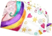 [WOSHJIUK] Working Hat 2 Pack Scrub Caps for Women,Happy Rainbow Unicorn Cartoon,Tie Back Cap Adjustable Scrub Hat
