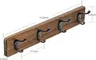 Wall-Mounted Coat Rack – Pine Wood & Metal Hooks for Coats, Bags & More