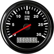 PMGMZPGPMA 3000 RPM Tachometer Gauge 85mm for Universal Car Boat Tachometer 12V/24V LCD Hour Meter with Red Backlight Automobile Tachometer(BN)