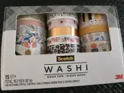 Scotch Expressions Washi Tape Multi Pack 15 rolls Ruban 95.1 Yd Total