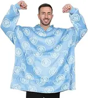 [MANCHESTER CITY] Football Club Mens Fully Lined Luxury Fleece Hoodie, Oversized Fleece Blanket Hoody Blue, Blue, One size