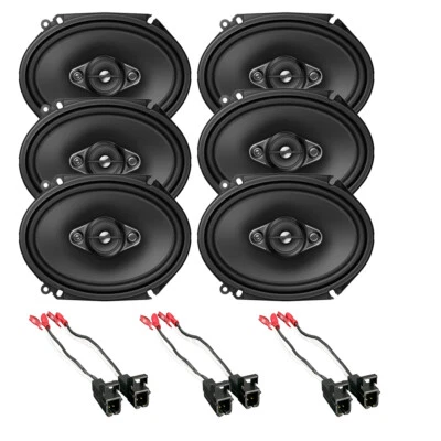 6)Pioneer TS-A6880F 4Way 6x8 350W Speaker+Speaker Adaptor For FORD Vehicles