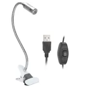 (Silver Warm Light)USB Powered ClipOn Desk Lamp Home LED Reading Flexible Tab US