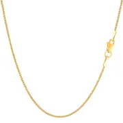 14k Yellow Gold Round Wheat Chain Necklace, 1.15mm