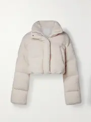 [Cordova] Cordova - Kozzy Cropped Padded Quilted Wool-blend Fleece Jacket - Cream - large large Cream
